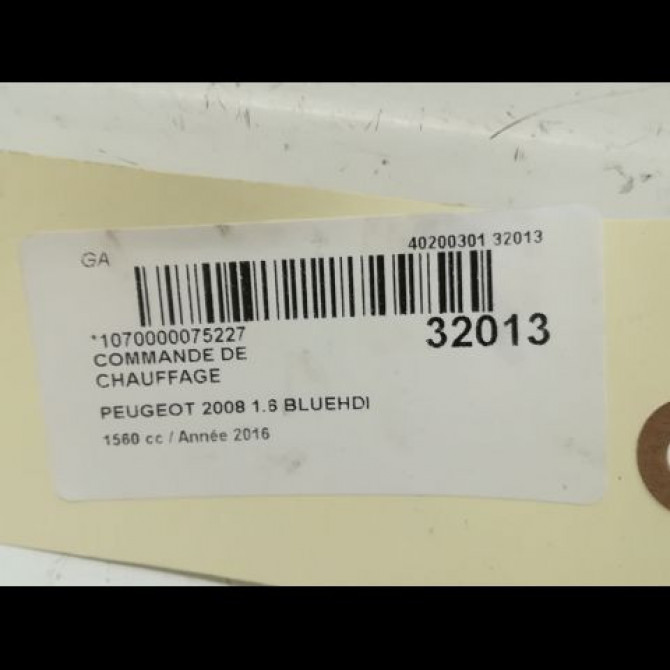 Commande de chauffage occasion PEUGEOT 2008 Phase 1 01-2013->... 9672248380 4