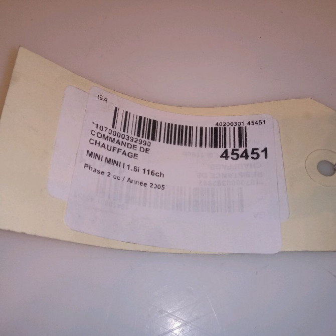 Commande de chauffage occasion MINI MINI I Phase 2 07-2004->09-2006 1.6i 116ch 64116962469 4