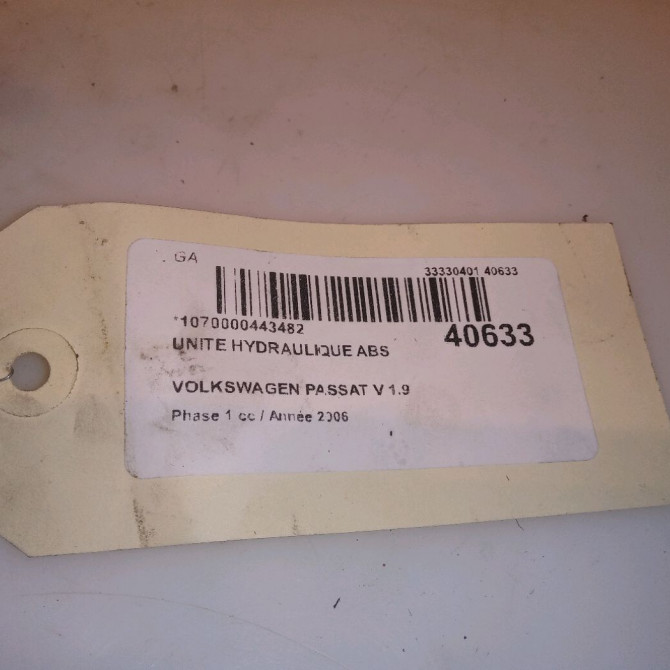 Unité hydraulique ABS occasion VOLKSWAGEN PASSAT V Phase 1 03-2005->10-2010 1.9 TDI 105ch 3C0614109ABEF 5