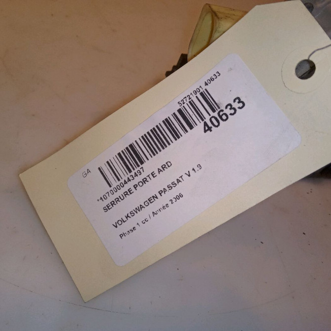 Serrure porte ard occasion VOLKSWAGEN PASSAT V Phase 1 03-2005->10-2010 1.9 TDI 105ch 3C4839016A 4