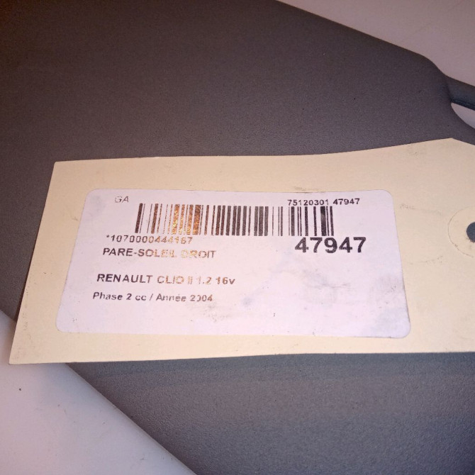 Pare-soleil droit occasion RENAULT CLIO II Phase 2 06-2001->07-2006 1.2 16v 4
