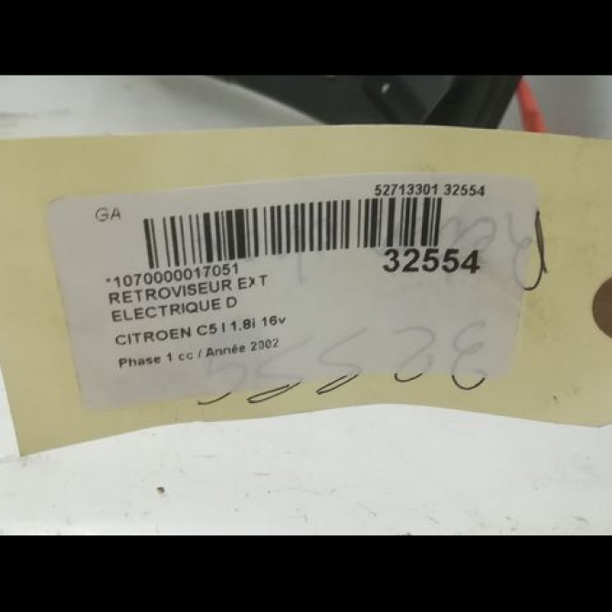 Retroviseur exterieur electrique droit occasion CITROEN C5 I Phase 1 03-2001->09-2004 1.8i 16v 8149JA 3