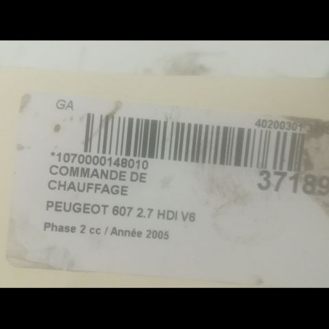 Commande de chauffage occasion PEUGEOT 607 Phase 2 09-2004->12-2010 2.7 HDI V6 204ch 3