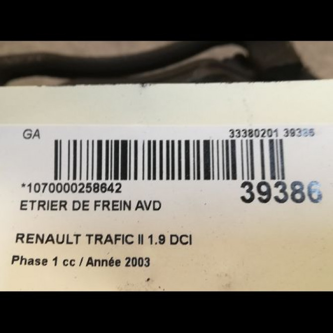 Etrier de frein avant droit occasion RENAULT TRAFIC II Phase 1 10-2001->08-2006 1.9 DCI 82ch 7701051808 3