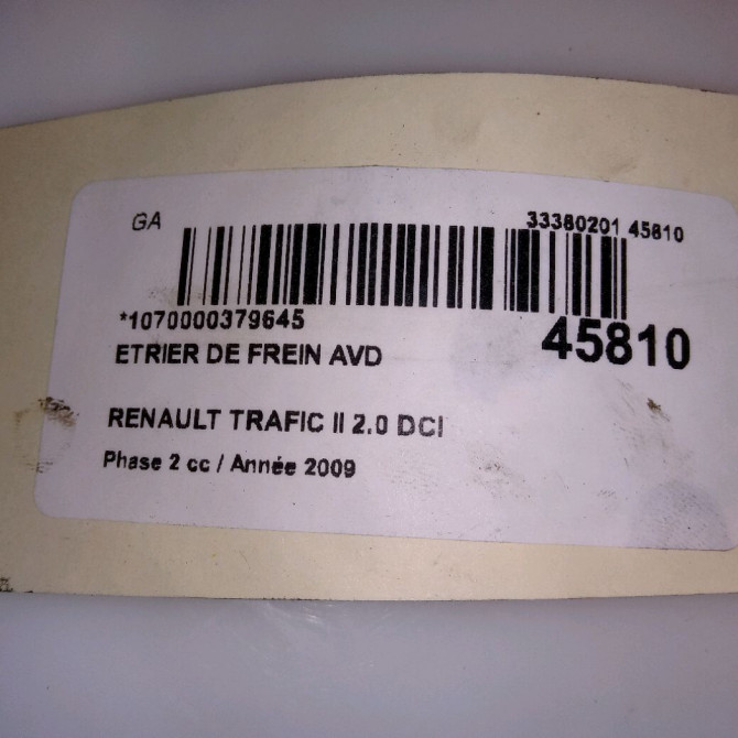 Etrier de frein avant droit occasion RENAULT TRAFIC II Phase 2 08-2006->... 2.0 DCI 90ch 7701051808 4