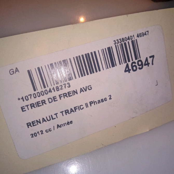 Etrier de frein avant gauche occasion RENAULT TRAFIC II Phase 2 08-2006->... 7701050919 5