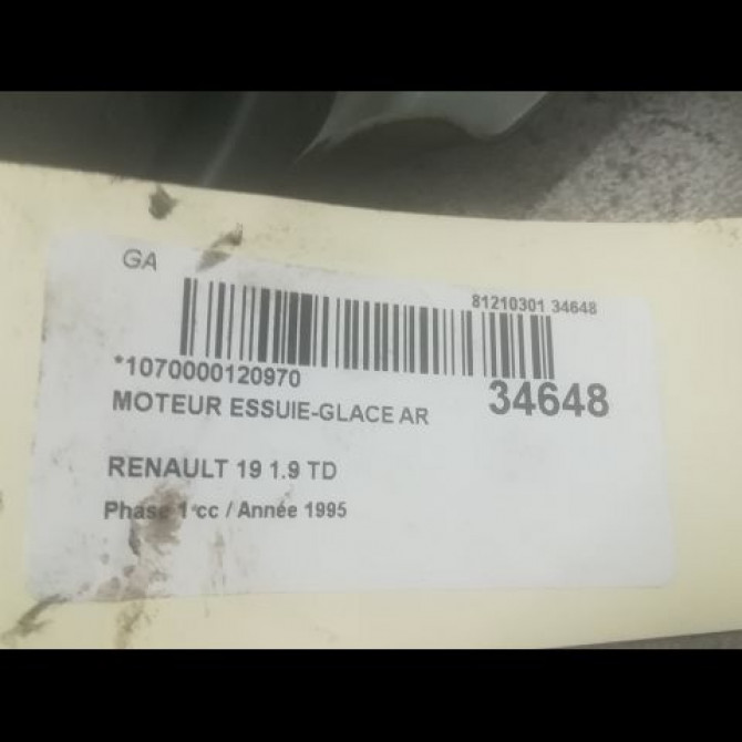 Moteur essuie-glace arrière occasion RENAULT 19 Phase 1 07-1989->04-1992 1.9 TD 7700779045 3