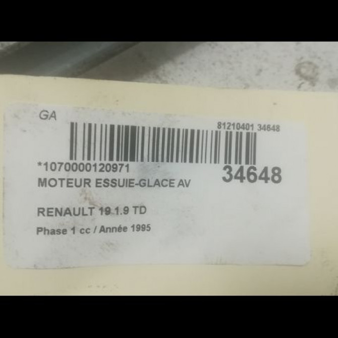 Moteur essuie-glace avant occasion RENAULT 19 Phase 1 07-1989->04-1992 1.9 TD 7701349866 3