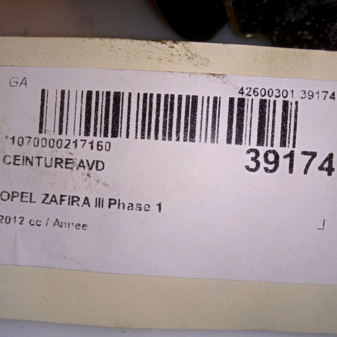 Ceinture avant droite occasion OPEL ZAFIRA III Phase 1 11-2011->... 13394803 4