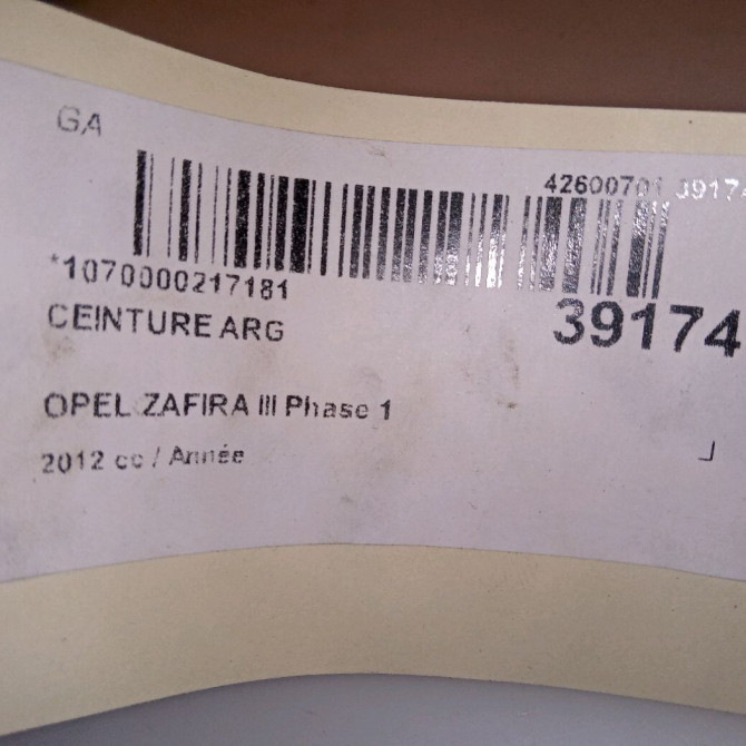 Ceinture arrière gauche occasion OPEL ZAFIRA III Phase 1 11-2011->... 39093549 4