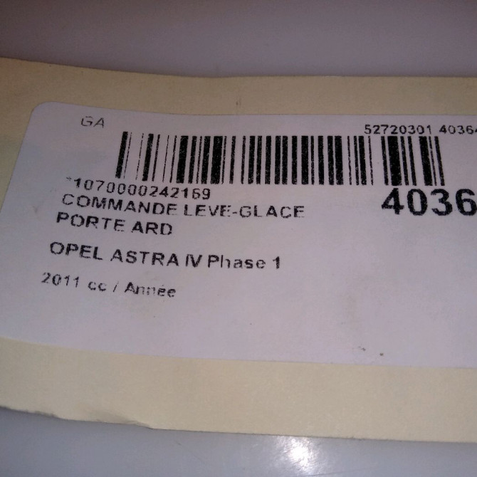 Commande leve-glace porte arrière droite occasion OPEL ASTRA IV Phase 1 01-2010->06-2012 13301888 4