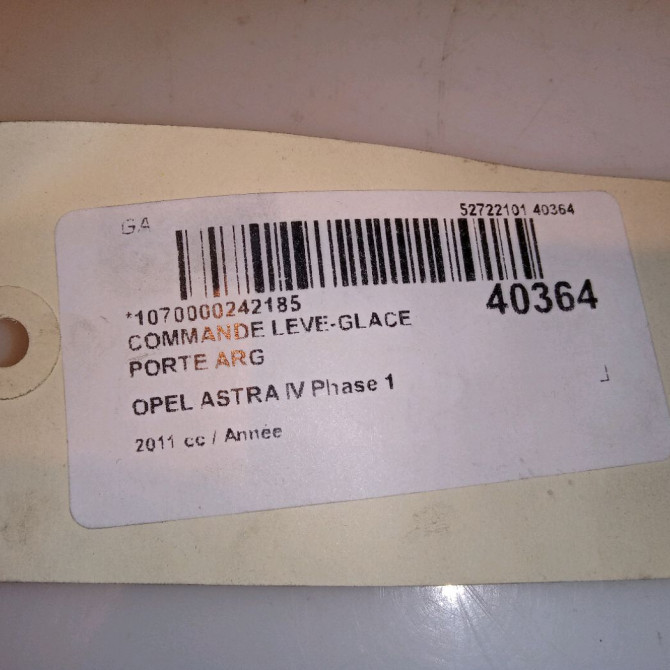 Commande leve-glace porte arrière gauche occasion OPEL ASTRA IV Phase 1 01-2010->06-2012 13301888 4