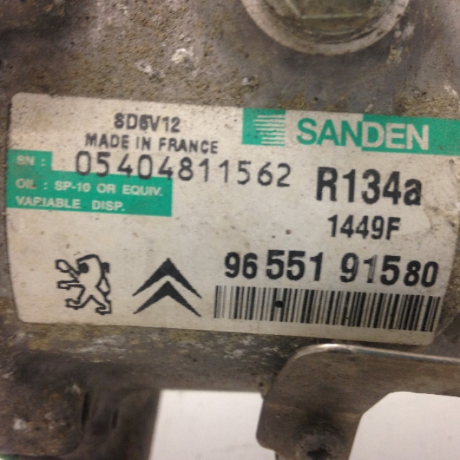 Compresseur air conditionne occasion PEUGEOT 206 Phase 1 09-1998->03-2009 9655191580 3