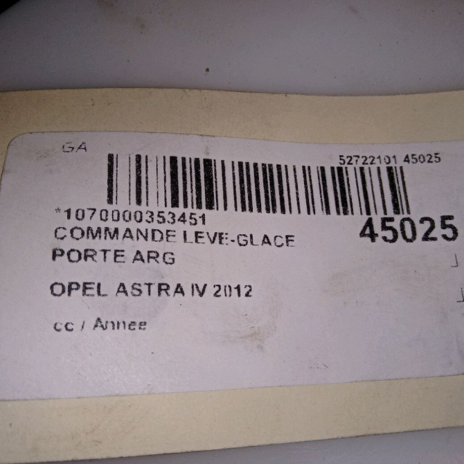 Commande leve-glace porte arrière gauche occasion OPEL ASTRA IV 13301888 5