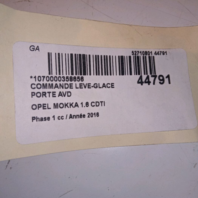Commande lève-glace porte avant droite occasion OPEL MOKKA Phase 1 10-2012->... 1.6 CDTI 136ch 13301886 4
