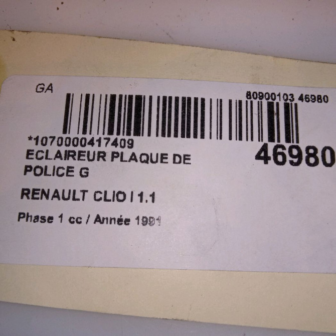 Eclaireur plaque de police g occasion RENAULT CLIO I Phase 1 06-1990->03-1994 1.1 7701036245 3