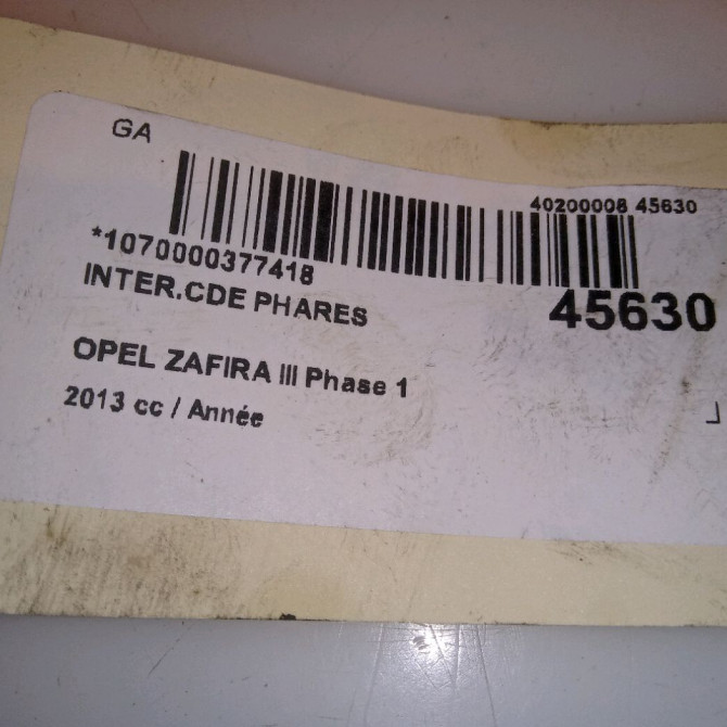 Interrupteur commande de phares occasion OPEL ZAFIRA III Phase 1 11-2011->... 13294817 4