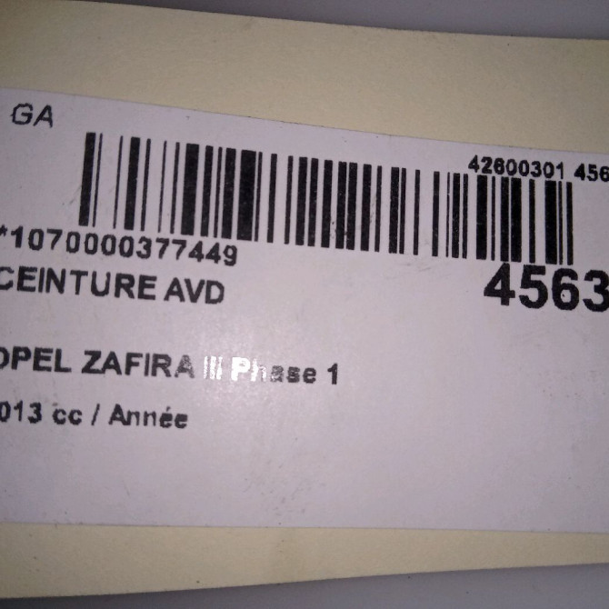 Ceinture avant droite occasion OPEL ZAFIRA III Phase 1 11-2011->... 13394803 4