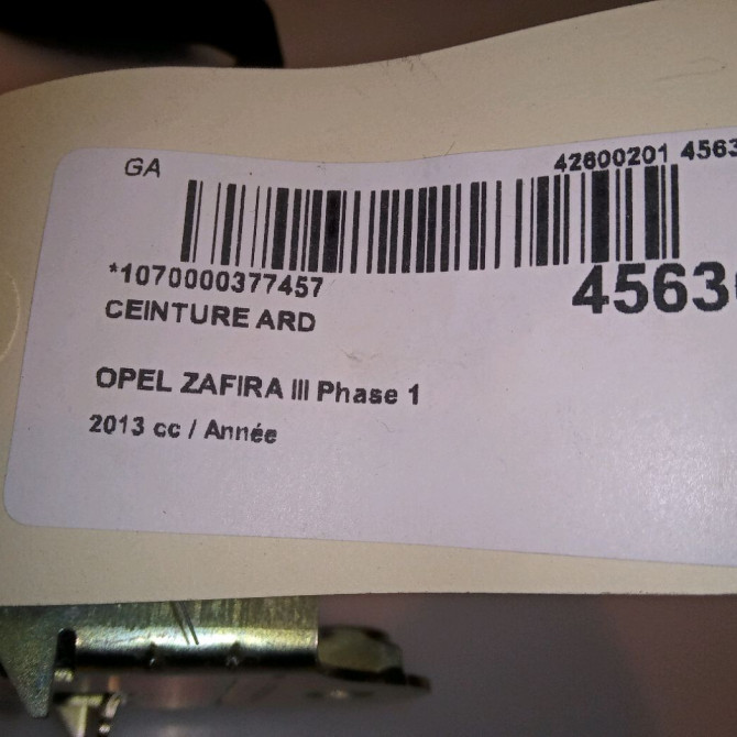 Ceinture arrière droite occasion OPEL ZAFIRA III Phase 1 11-2011->... 39093550 4