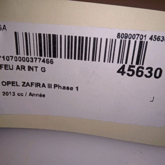 Feu arrière interieur gauche occasion OPEL ZAFIRA III Phase 1 11-2011->... 39028599 4