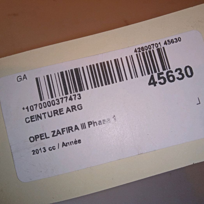 Ceinture arrière gauche occasion OPEL ZAFIRA III Phase 1 11-2011->... 39093549 4