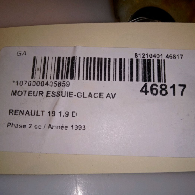Moteur essuie-glace avant occasion RENAULT 19 Phase 2 04-1992->04-1997 1.9 D 7701349866 5