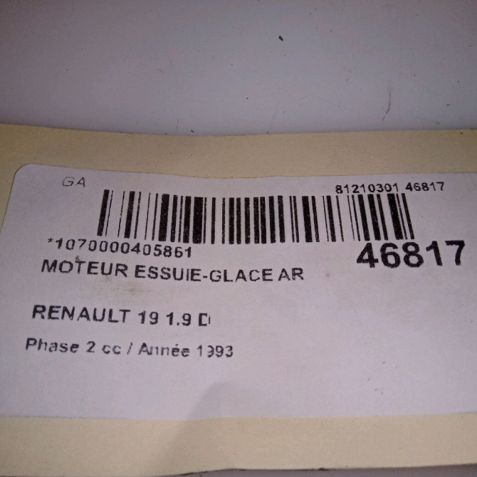 Moteur essuie-glace arrière occasion RENAULT 19 Phase 2 04-1992->04-1997 1.9 D 7700779045 5