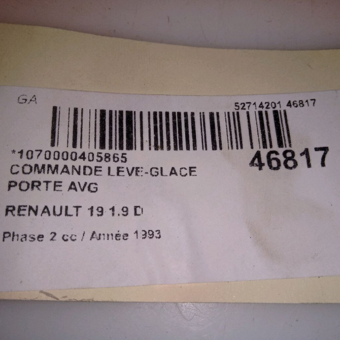 Commande lève-glace porte avant gauche occasion RENAULT 19 Phase 2 04-1992->04-1997 1.9 D 4