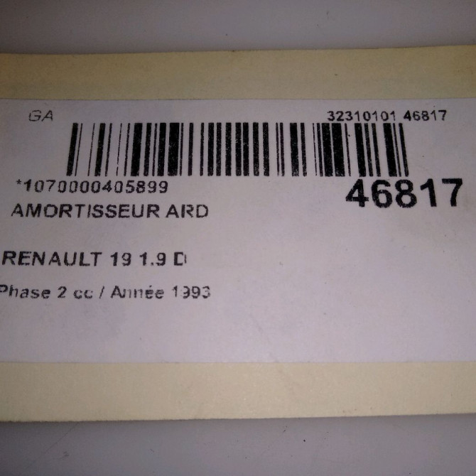 Amortisseur arrière droit occasion RENAULT 19 Phase 2 04-1992->04-1997 1.9 D 7701479088 3