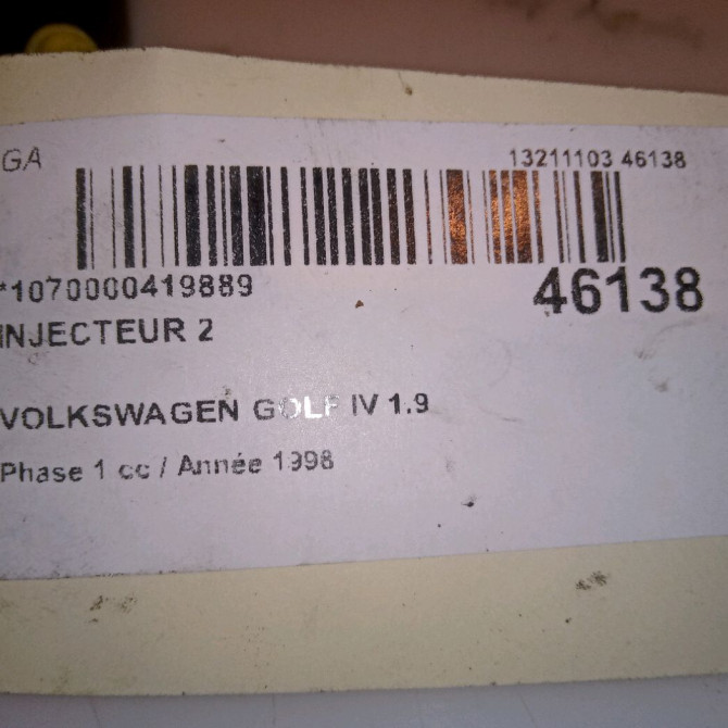 occasion VOLKSWAGEN GOLF IV GOLF IV Phase 1 1998-01-01->2005-06-30 1.9 TDI 90ch 38130201G 3