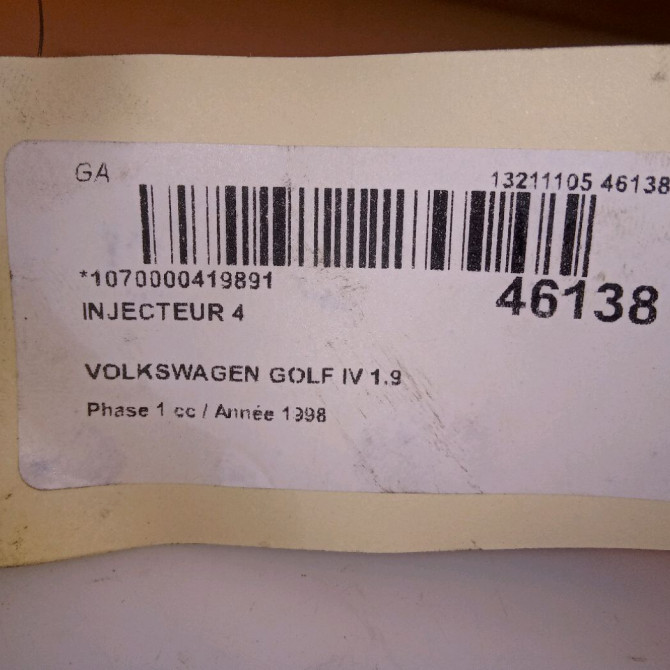 occasion VOLKSWAGEN GOLF IV GOLF IV Phase 1 1998-01-01->2005-06-30 1.9 TDI 90ch 38130201G 3