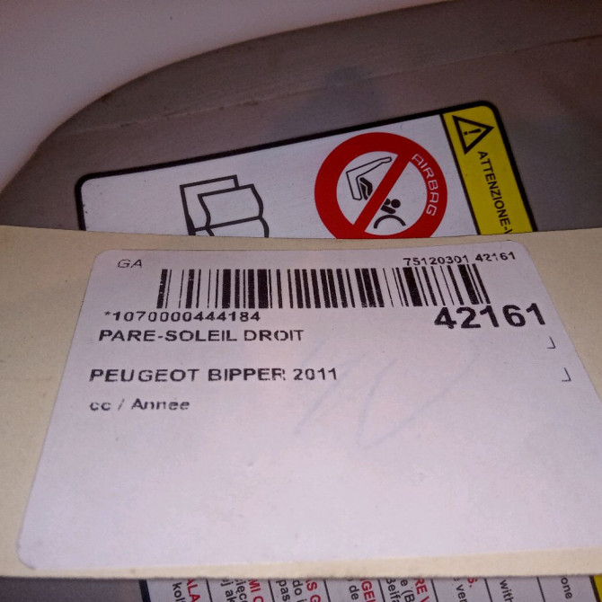 Pare-soleil droit occasion PEUGEOT BIPPER 1610877480 4