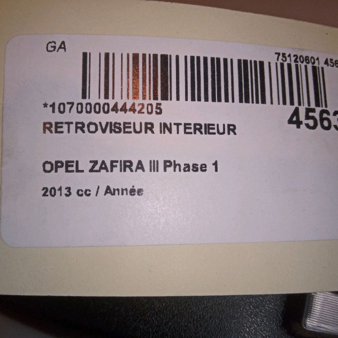 Retroviseur interieur occasion OPEL ZAFIRA III Phase 1 11-2011->... 13369365 5