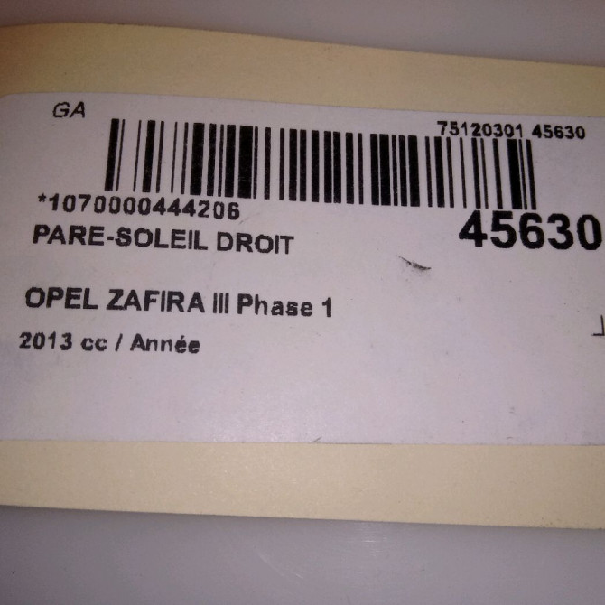 Pare-soleil droit occasion OPEL ZAFIRA III Phase 1 11-2011->... 13359151 4