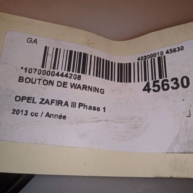 Bouton de warning occasion OPEL ZAFIRA III Phase 1 11-2011->... 20934759 4