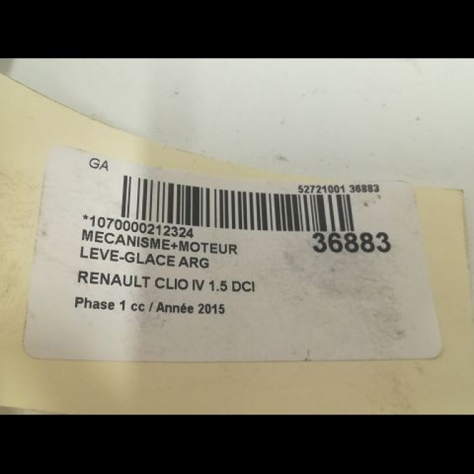 Mecanisme+moteur leve-glace arg occasion RENAULT CLIO IV Phase 1 07-2012->... 1.5 DCI 90ch 827010501R 3