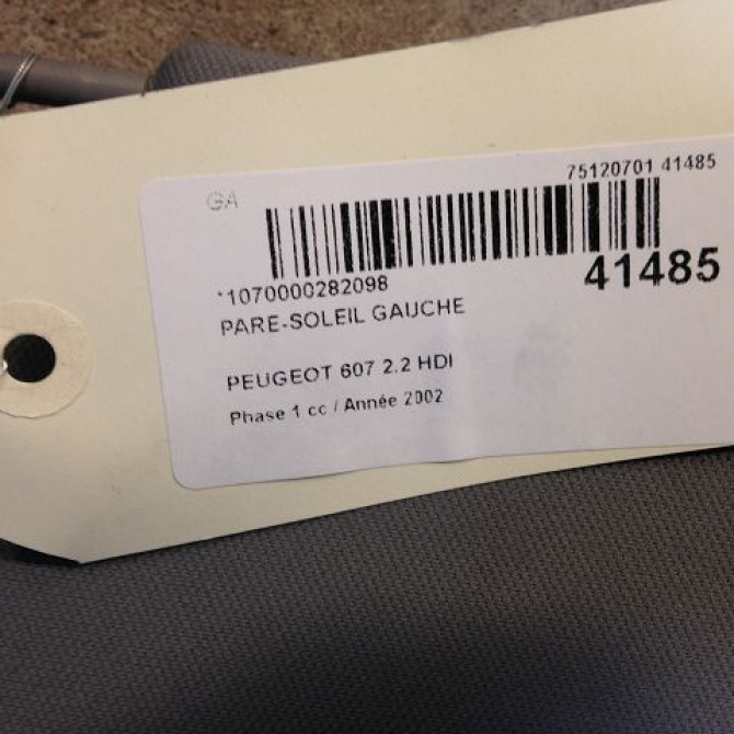 Pare-soleil gauche occasion PEUGEOT 607 Phase 1 11-1999->09-2004 2.2 HDI 8143KX 3