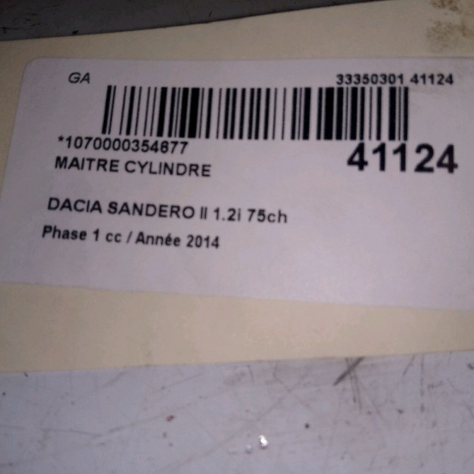 Maitre cylindre occasion DACIA SANDERO II Phase 1 10-2012->... 1.2i 75ch 460111938R 3
