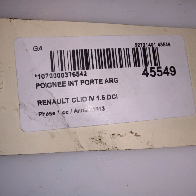 Poignee int porte arg occasion RENAULT CLIO IV Phase 1 07-2012->... 1.5 DCI 90ch 826733790R 4