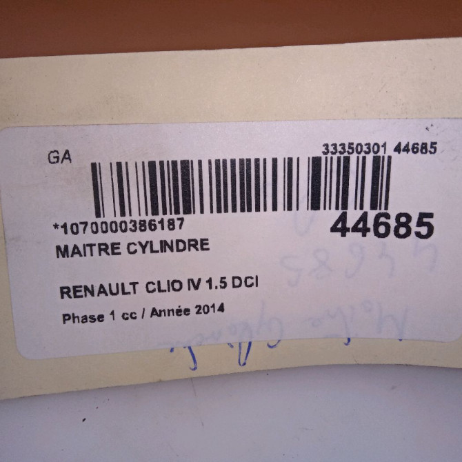 Maitre cylindre occasion RENAULT CLIO IV Phase 1 07-2012->... 1.5 DCI 90ch 460111938R 5