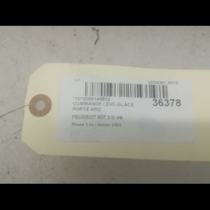 Commande leve-glace porte arrière droite occasion PEUGEOT 607 Phase 1 11-1999->09-2004 3.0i V6 655471 2