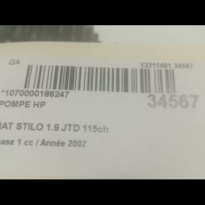 Pompe hp occasion FIAT STILO Phase 1 10-2001->09-2007 1.9 JTD 115ch 46811230 3