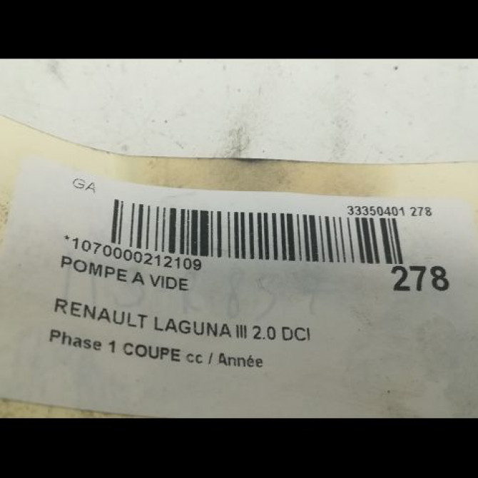 Pompe a vide occasion RENAULT LAGUNA III Phase 1 COUPE 08-2008->03-2013 2.0 DCI 175ch 11667791232 3