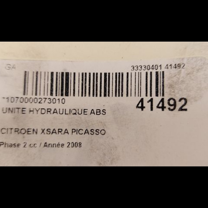 Unité hydraulique ABS occasion CITROEN XSARA PICASSO Phase 2 02-2004->12-2010 1.6 HDI 92 ch 4541FF 3