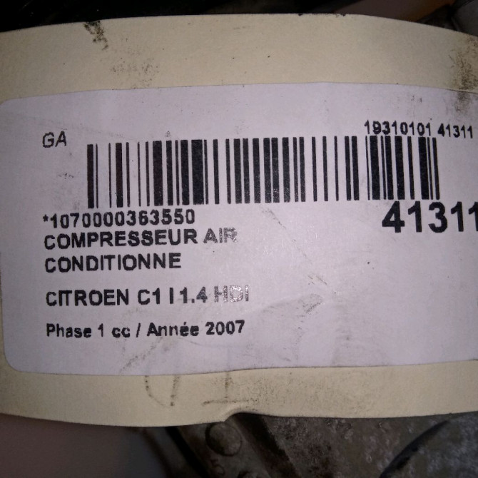 Compresseur air conditionne occasion CITROEN C1 I Phase 1 06-2005->11-2008 1.4 HDi 6453RK 5