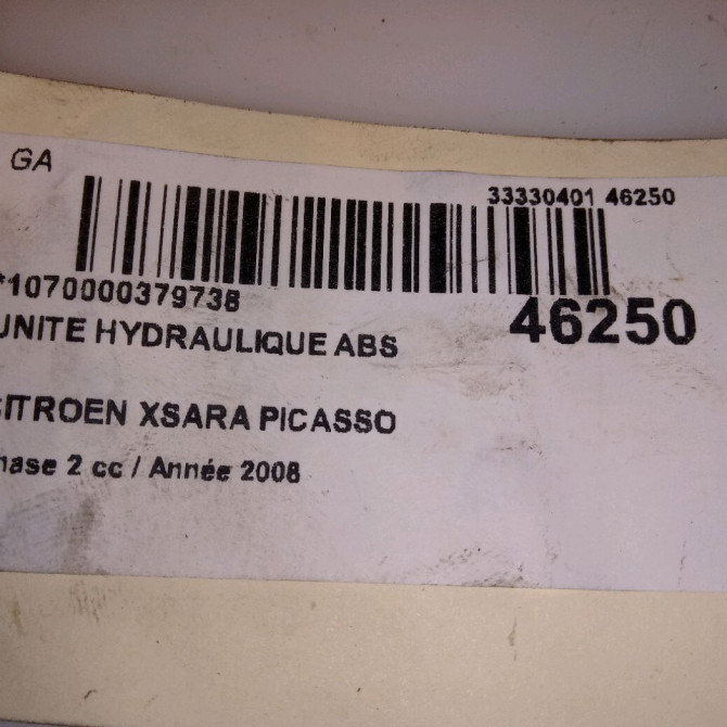 Unité hydraulique ABS occasion CITROEN XSARA PICASSO Phase 2 02-2004->12-2010 1.6 HDI 92 ch 4541FF 6