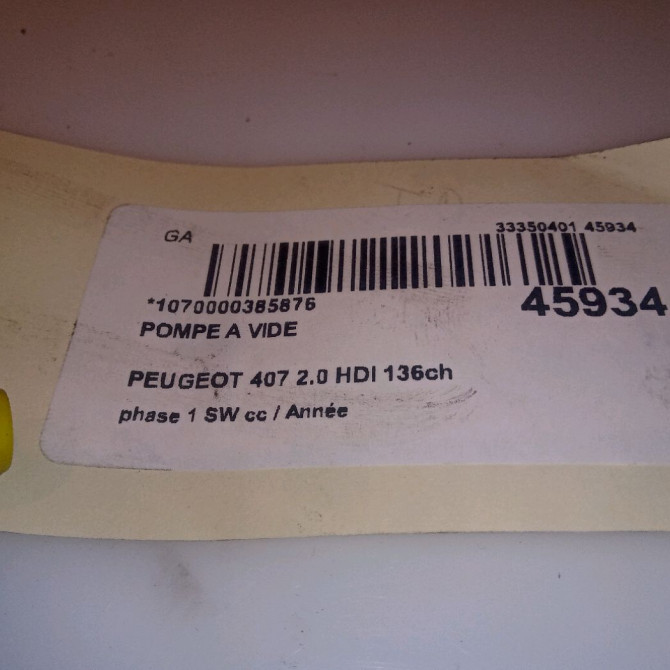 Pompe a vide occasion PEUGEOT 407 phase 1 SW 07-2004->07-2008 2.0 HDI 136ch 9801888780 4