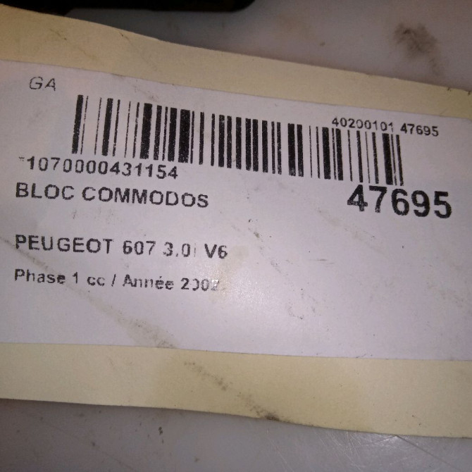 Bloc commodos occasion PEUGEOT 607 Phase 1 11-1999->09-2004 3.0i V6 6