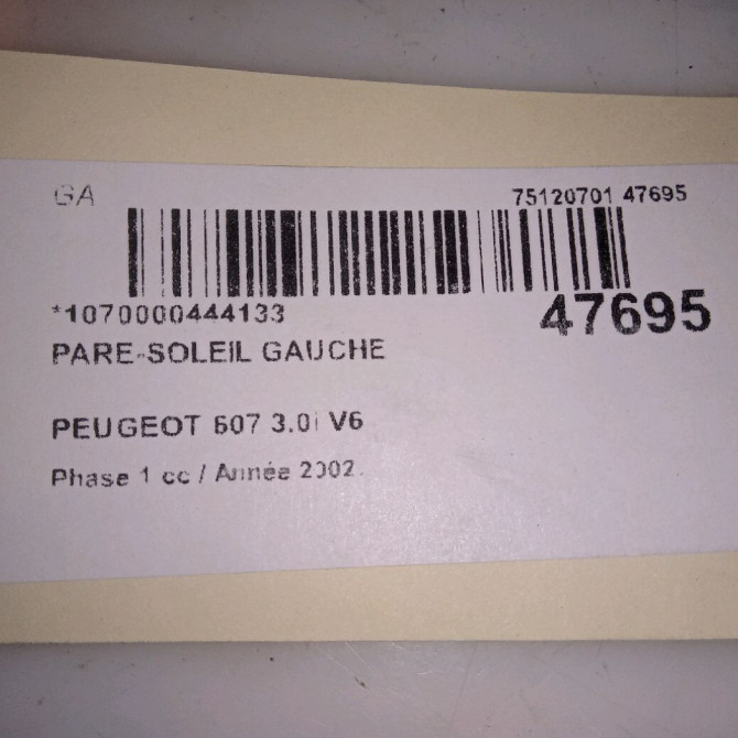 Pare-soleil gauche occasion PEUGEOT 607 Phase 1 11-1999->09-2004 3.0i V6 8143KX 4