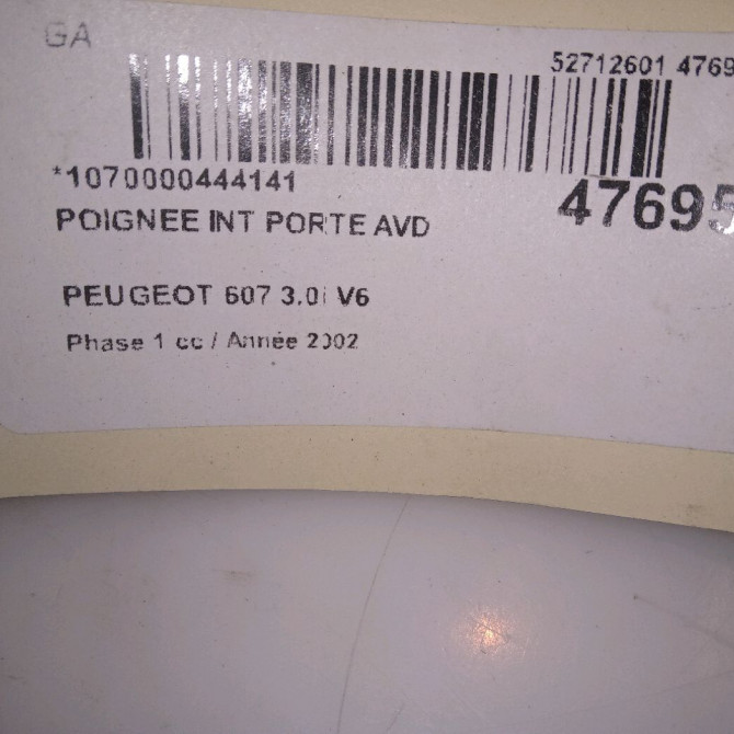Poignee int porte avd occasion PEUGEOT 607 Phase 1 11-1999->09-2004 3.0i V6 9329FA 4